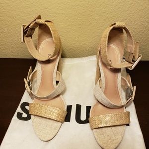 Schutz Sarah Raffia Ankle Strap Sandals